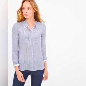 WHBM - Long Sleeve Blue Striped Shirt Button Down